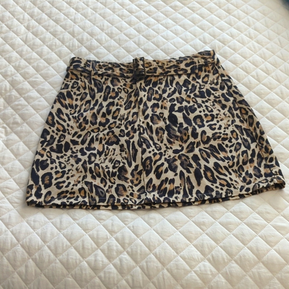 Leopard Print Denim Skirt from Francesca's - Size Small - Worn only once